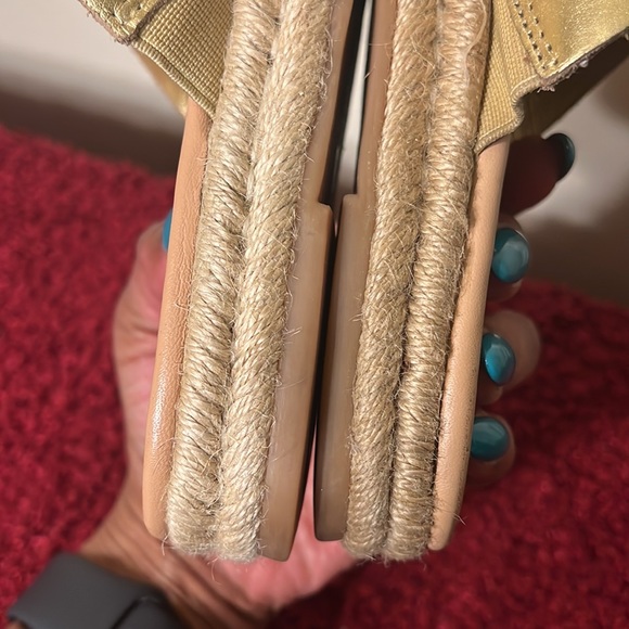 SAM EDELMAN-Gold Leather Espadrilles Slide Mules-Size 7 - Picture 15 of 17